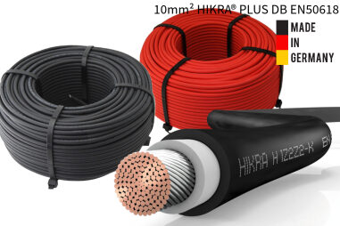 HIKRA® PLUS Meterware 1-100m 10mm²  rot schwarz Solarkabel 0% = Privatkunde Schwarz