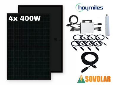 Balkonkraftwerk Hoymiles 1500W + 4x 400W Modul + Kabel + Stecker 0% = Privatkunde